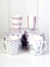 Flowers & Stripes Print Mug Set (set of 4) 350ml (12oz)